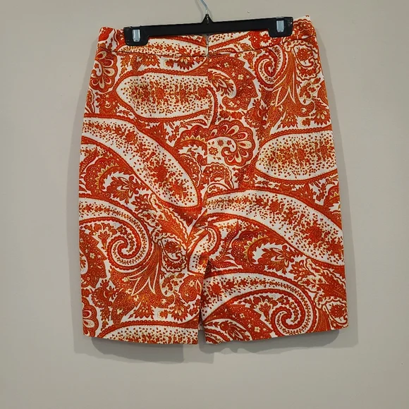 J.crew Factory The Pencil Skirt In Orange Paisley Floral Print - Picture 2 of 6